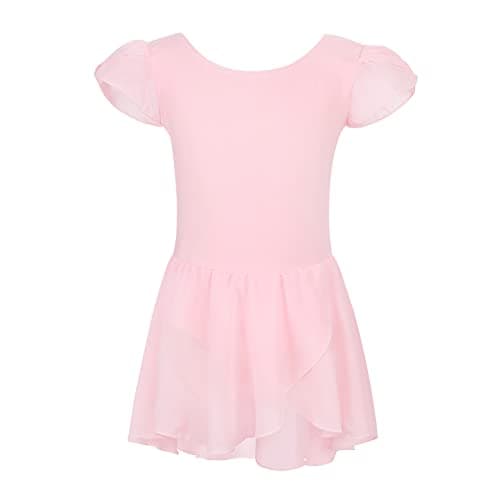 Zando Girls' Short Sleeve Gymnastics Leotards with Tulle Skirt