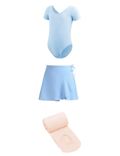 Daydance Girls' 3-in-1 Dance Set: Lined Spandex Leotards with Removable Skirts and Tights