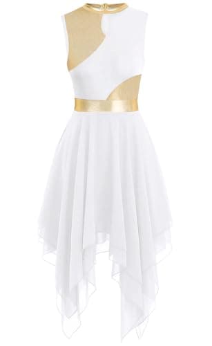 ELLYDOOR Gold Color Block Sleeveless Flowy Skirt Dance Tunic Costumes