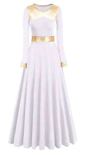Z&X Women's Metallic Gold Liturgical Dance Dress for Church Worship
