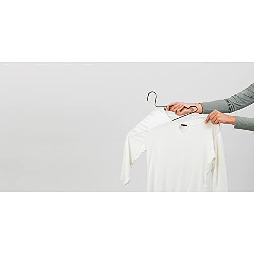 Brabantia Lightweight Black Aluminium Clothes Hangers (Set of 4) - With Extra Grip & Anti-Stretch Design