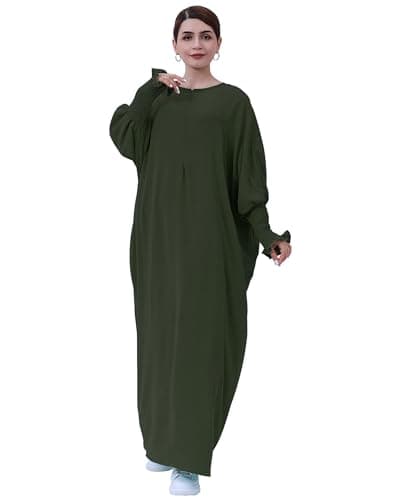 Zofocy Muslim woman's pure color hijab dress