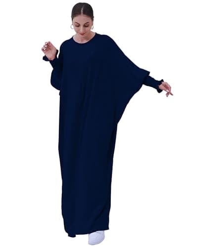 Zofocy Muslim woman's pure color hijab dress