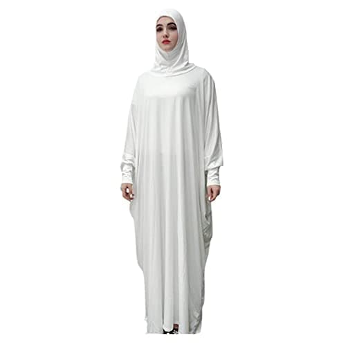 Alilyol Women's Solid Color Muslim Pray Dress Abaya Kaftan with Hijab
