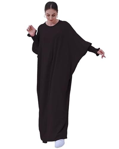 Zofocy Muslim woman's pure color hijab dress