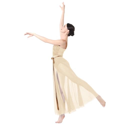 AFAVOM Women's Lyrical Dance Dress with Sequin Leotard & Wrap Skirt