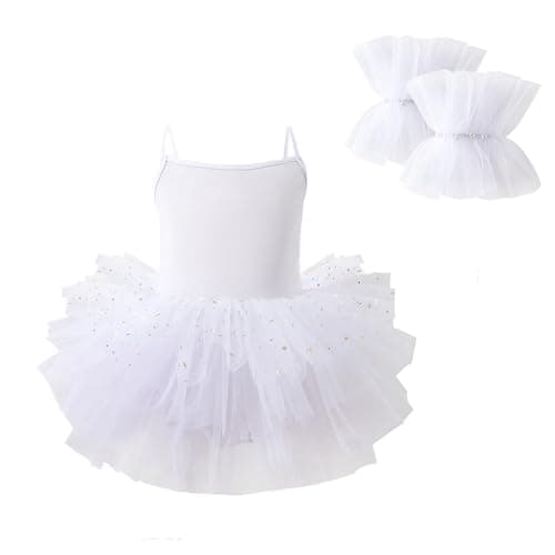 CARTEEL Toddler Girls Ballet Dress with Shiny Tulle Cuffs
