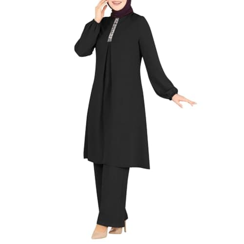ODIZLI Women's Muslim Abaya Dress & Pants Set