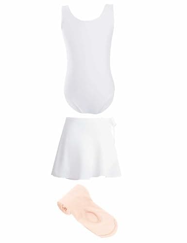 Daydance Girls' 3-in-1 Dance Set: Lined Spandex Leotards with Removable Skirts and Tights