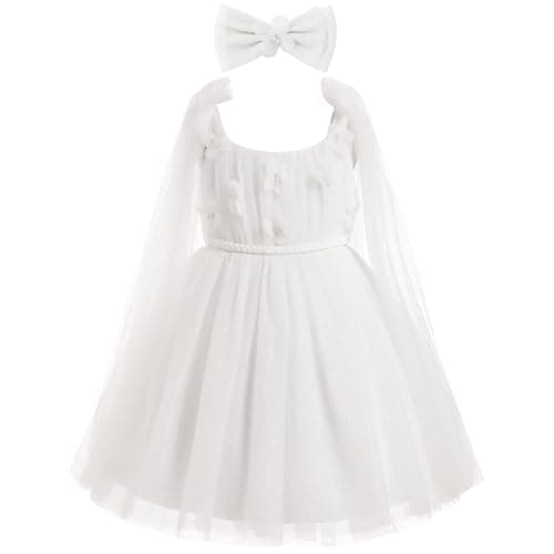 ODOLDI Baby Flower Girl Sleeveless Spaghetti Straps Floral Embroidered Toddler Party Dress