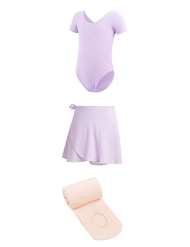Daydance Girls' 3-in-1 Dance Set: Lined Spandex Leotards with Removable Skirts and Tights