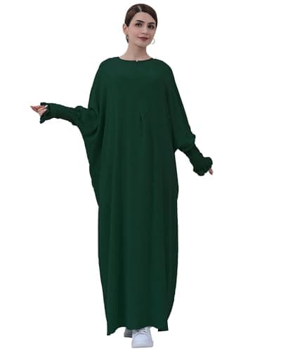 Zofocy Muslim woman's pure color hijab dress