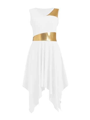 ZYACTU Women's V-Neck Sleeveless Praise Dance Liturgical Dress Lyrical Worship Costumes