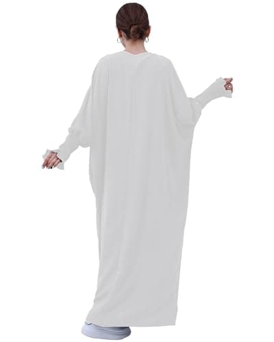 Zofocy Muslim woman's pure color hijab dress