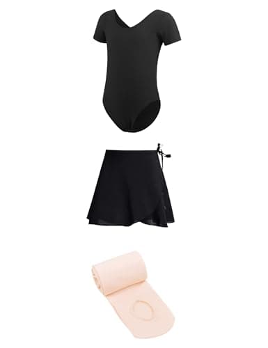 Daydance Girls' 3-in-1 Dance Set: Lined Spandex Leotards with Removable Skirts and Tights