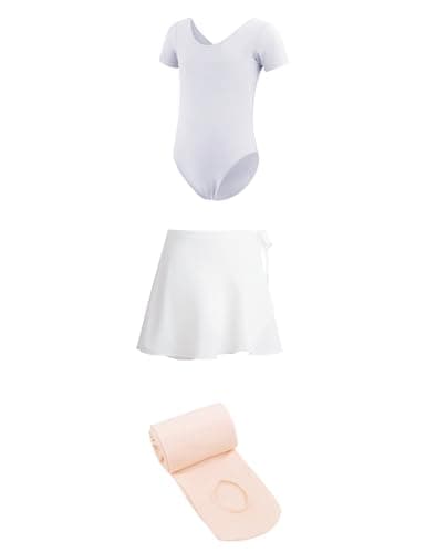 Daydance Girls' 3-in-1 Dance Set: Lined Spandex Leotards with Removable Skirts and Tights