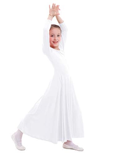 ZX Girls Long Sleeve Praise Dance Dress Liturgical Worship Costume