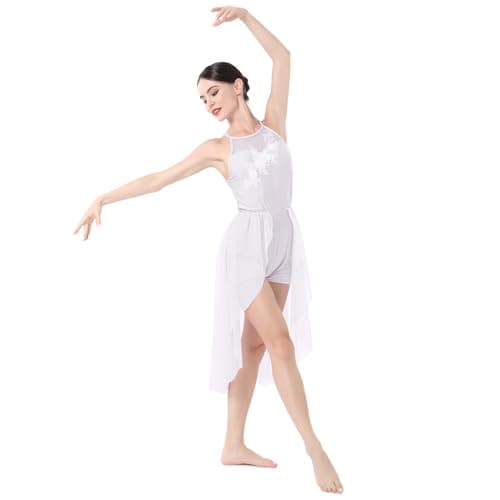 Lyrical Dance Costume for Women with Flower Applique