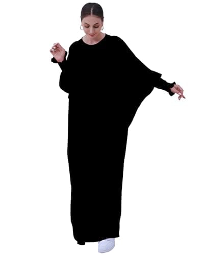 Zofocy Muslim woman's pure color hijab dress