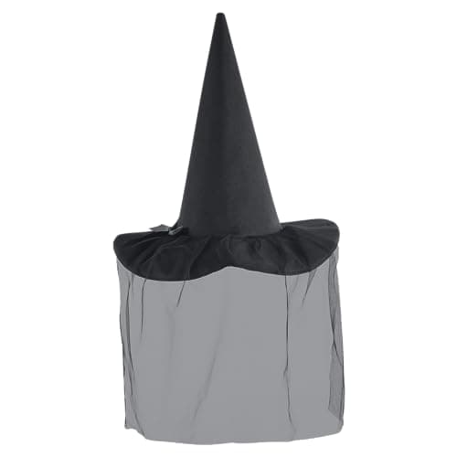 Wicked Witch Hat with Lace Veils for Women, Spooky Halloween Costume Accessory