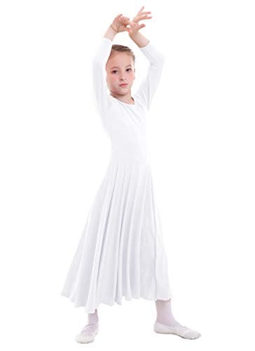 ZX Girls Long Sleeve Praise Dance Dress Liturgical Worship Costume