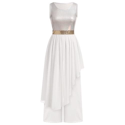IBAKOM Women's Metallic Lyrical Dance Dress with Tunic and Pants