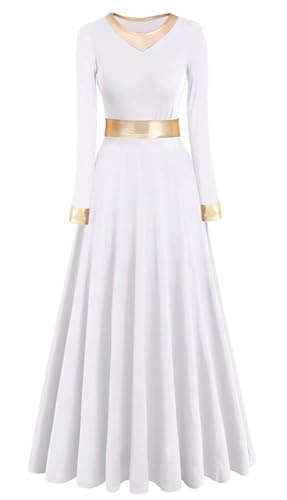 Z&X Women's Metallic Gold Liturgical Dance Dress for Church Worship