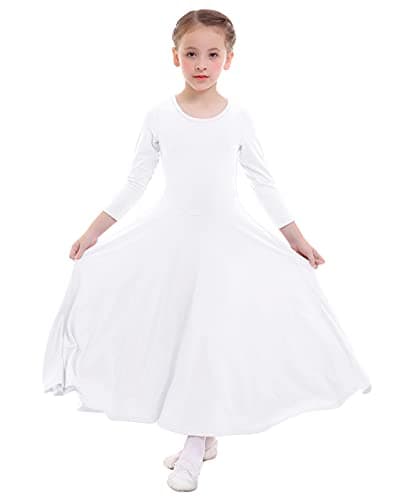 ZX Girls Long Sleeve Praise Dance Dress Liturgical Worship Costume