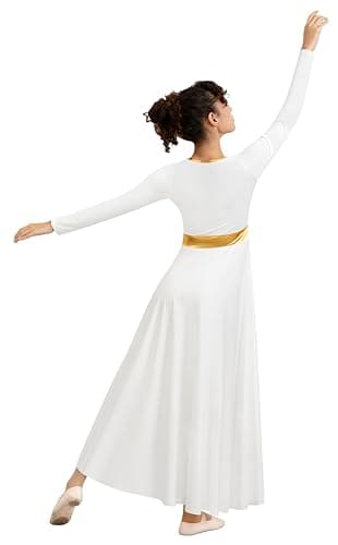 Sanmsoner Women's Long Sleeve Metallic Dance Dress for Church Praise