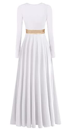 Z&X Women's Modern Worship Long Dresses Liturgical Metal Color Block Dance Robe