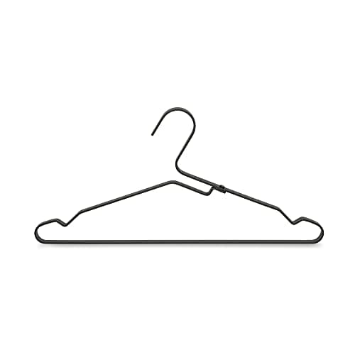 Brabantia Lightweight Black Aluminium Clothes Hangers (Set of 4) - With Extra Grip & Anti-Stretch Design