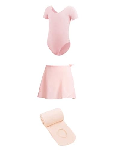 Daydance Girls' 3-in-1 Dance Set: Lined Spandex Leotards with Removable Skirts and Tights