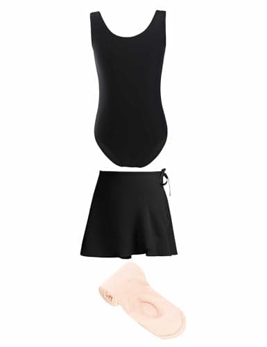 Daydance Girls' 3-in-1 Dance Set: Lined Spandex Leotards with Removable Skirts and Tights