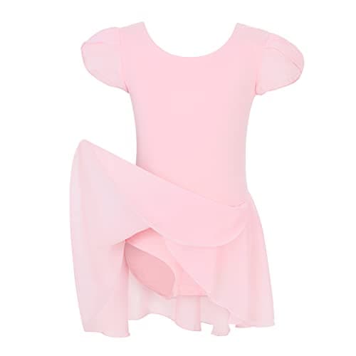Zando Girls' Short Sleeve Gymnastics Leotards with Tulle Skirt