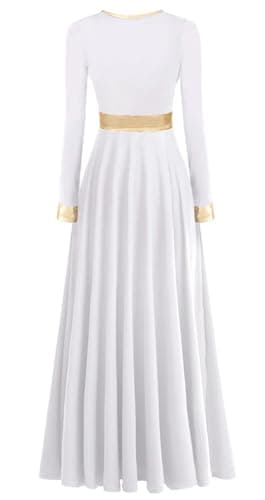 Z&X Women's Metallic Gold Liturgical Dance Dress for Church Worship