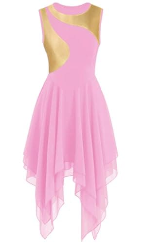 ELLYDOOR Gold Color Block Sleeveless Flowy Skirt Dance Tunic Costumes