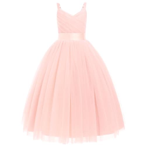 Flower Girls Spaghetti Strap Tulle Maxi Dress