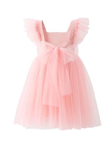 Tutu.kk Vintage Ruffled Sleeve A-Line Tulle Dress for Girl's Weddings & Birthdays
