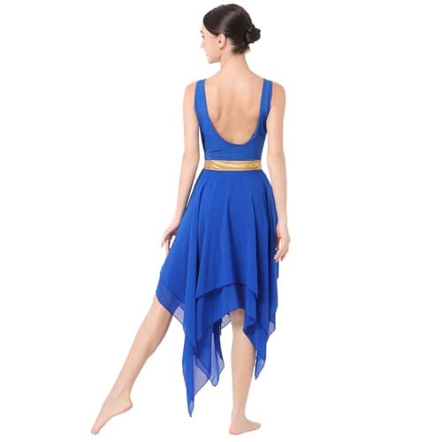 IBAKOM Gold Metallic Cutout Chiffon Tulle Dance Dress for Women