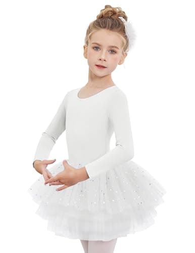 Zaclotre Girls 4-Layer Tiered Long Sleeve Dance Tutu Dresses
