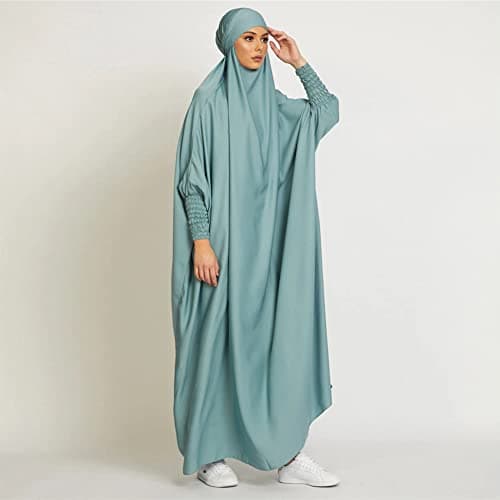 Simple Muslim Women's Maxi Dress with Hijab