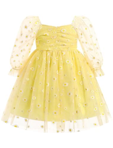 IMEKIS Toddler Girl Birthday Floral Confetti Tulle Formal Dress