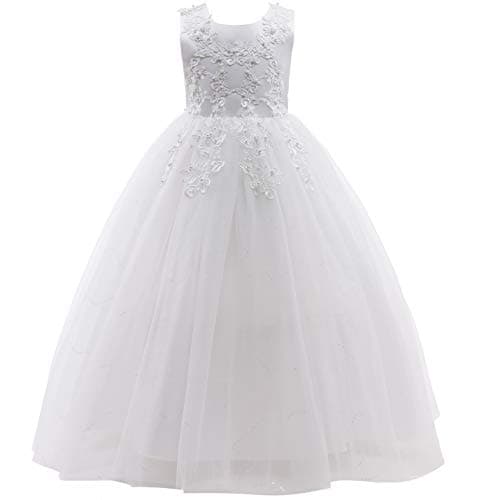 Weileenice Little/Big Girls Lace Bridesmaid Dress
