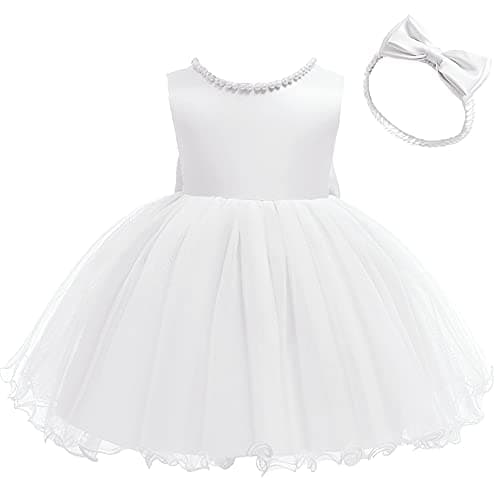 Baby Girls Ruffle Lace Backless Dress with Headwear