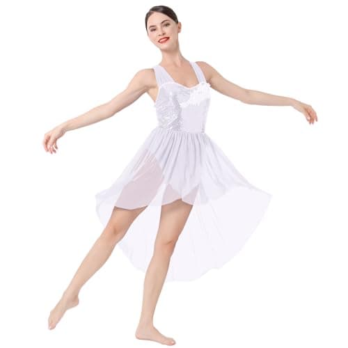 IBAKOM Women Shiny Sequins Flower Contemporary Dance Costume