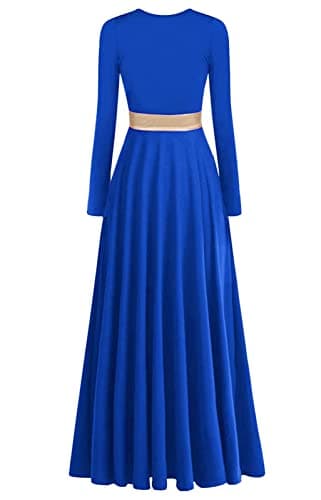 ELLYDOOR Women's Praise Dance Metallic Waistband Long Swing Robe