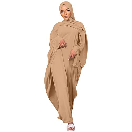 OBEEII Women's Islamic Abaya Dress with Hijab - Full Cover Maxi Robe