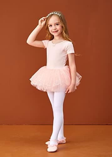 MdnMd Fly Short Sleeve Lace Dance Tutu for Toddler Girls