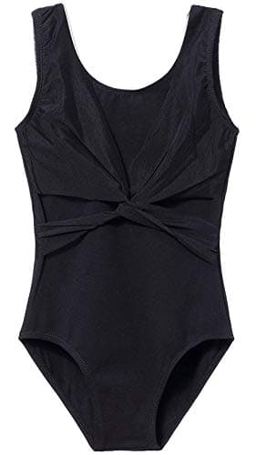 MdnMd Girls' Dance Leotard - Sleeveless Tank Mesh Cross Front