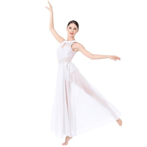 IBAKOM Women's Lyrical Dance Two Piece Sleeveless Leotard and Skirt